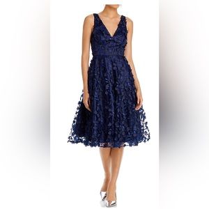 Eliza J Fit and Flare V neck dress Navy Size 2